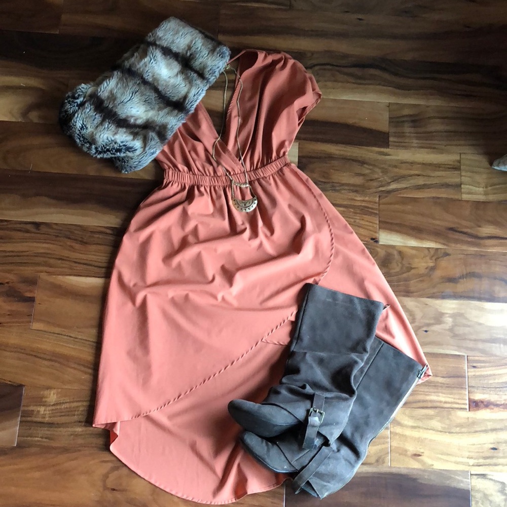 Double V High-low dress